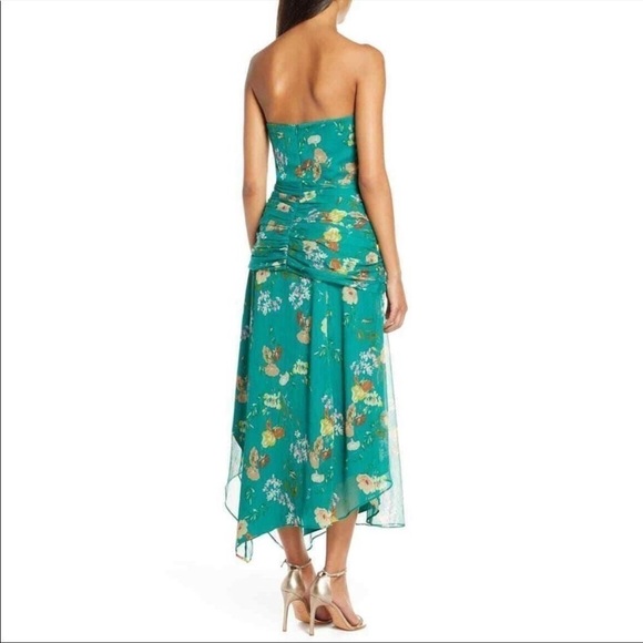 Modcloth Harlyn Green floral strapless midi dress small - Picture 3 of 9